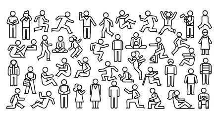 Obraz premium stick figures people various actions and emotions