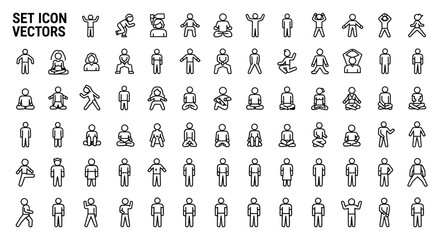 Fototapeta premium set of people icon vectors in different poses and actions