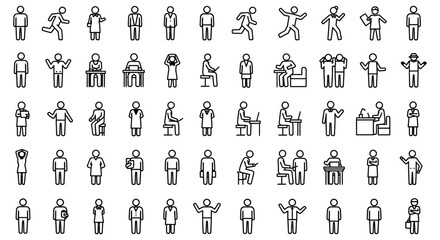 Obraz premium line icons people various actions and emotions
