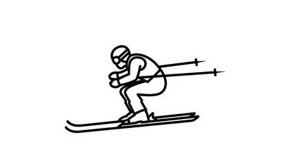 Obraz premium A skier in action gliding downhill with ski poles extended forward for balance.