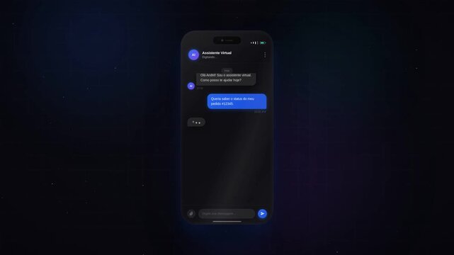 Conversa animada entre chat bot e usu&aacute;rio pedindo suporte em rela&ccedil;&atilde;o a entrega de um pedido