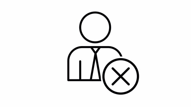 Resign Icon, Minimalist Outline, Seamless Loop Animation, 4K Transparent Background