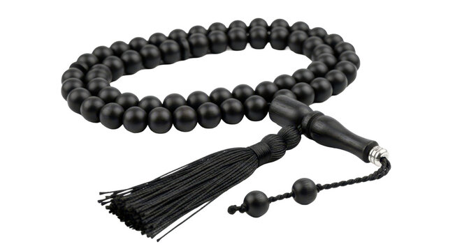 Minimalist tasbih beads for prayer time branding and professional spiritual devotion in the global corporate market sector. isolated on white