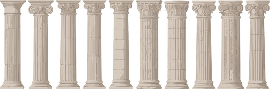 Collection of Ancient Greek and Roman Columns vector