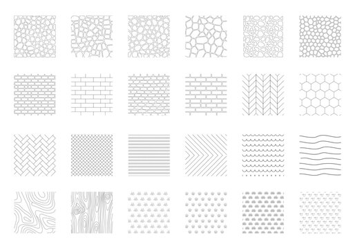Landscape Architecture CAD Hatch Pattern Set Grass Water Stone Wall Texture Elements Collection