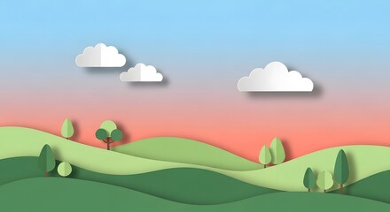 Fototapeta premium Gradient background with paper cut out layered style, purpose for background