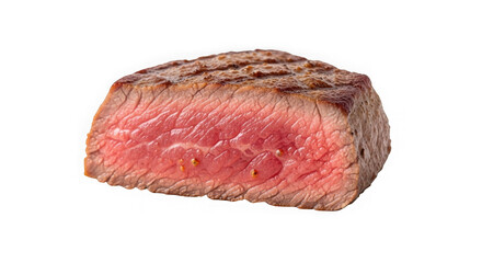 Fototapeta premium High-quality image of a perfectly cooked medium rare steak, isolated on transparent background