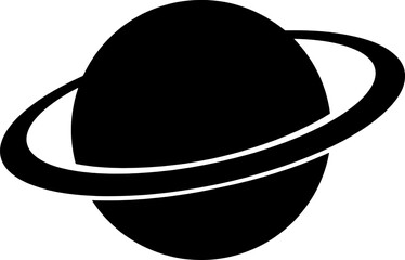 Minimal Black Planet with Ring Icon , Saturn Space Silhouette Vector Logo Design © Hussain