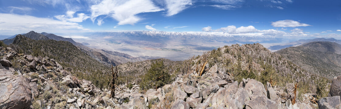 Panorama From Mount Inyo Looking Across The Owens Valley To The High Sierra Mountain Range