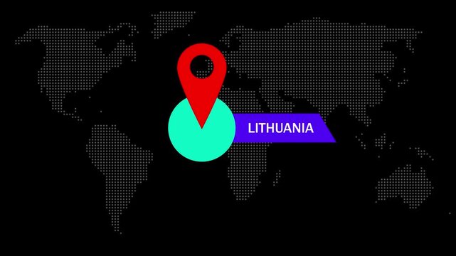 Lithuania Location Marker on Map with Dotted Background geography