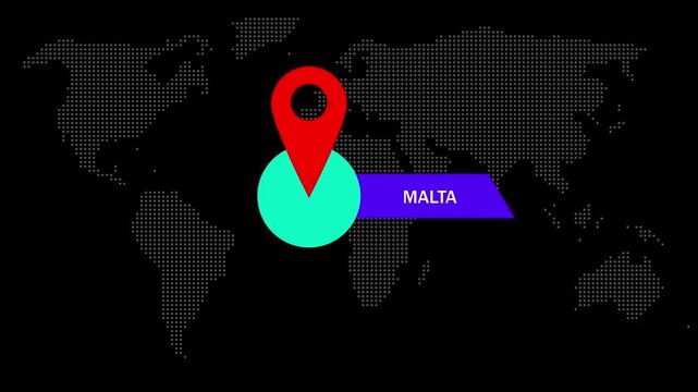 Malta Location Map Marker with Map Background