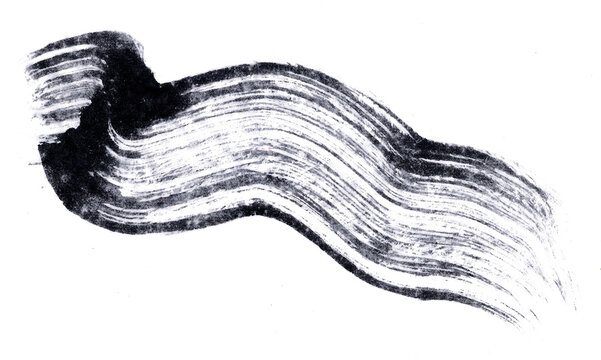 Wave Shape Black Ink Brush Stroke Abstract Design