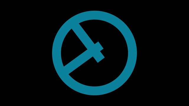Neon crossed-. A symbol of cancellation, prohibition, taboo. Animation of a shining neon lamp on a . Stock video with alpha channel.
