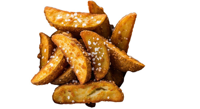 Deep fried potato wedges with sea salt for pub menu design and snack food product photography ()