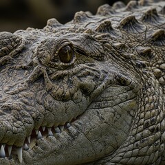 Obraz premium Close-Up of a Crocodile's Eye and Jaw