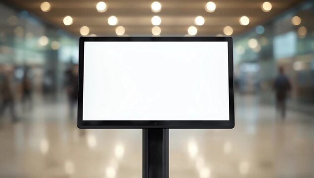 People and technology, Digital kiosk touch screen in the restaurant, cafe, hotel, office building, blank empty white template mock up for digital design