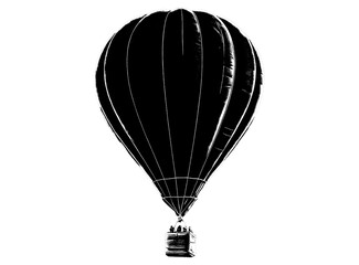 Obraz premium Black Hot Air Balloon with乘客 Silhouette Against Transparent Background