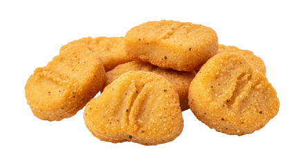 Breaded chicken breast nuggets isolated for frozen food packaging and family restaurant promotional digital assets