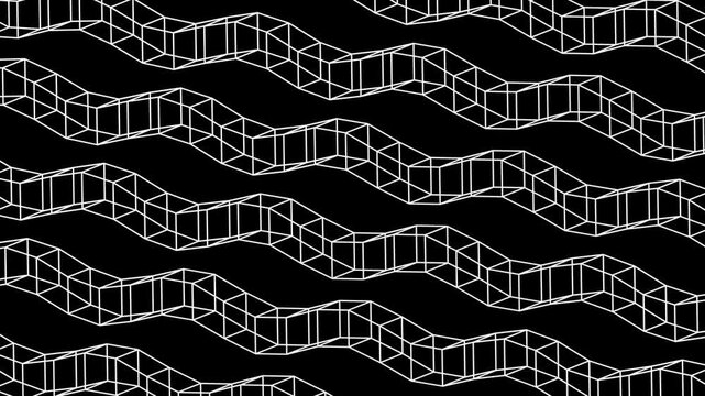 Wireframe Cube Wave Deformation Loop 3D Animation