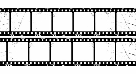 vintage film strip with blank frames and scratched grunge textures an analogue photography template for creative design and copy space