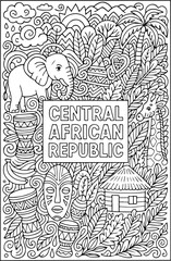 Obraz premium Central African Republic hand drawn vector illustration doodle art line art coloring page for kids