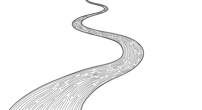 Abstract winding river path with fingerprint texture symbolizing journey destiny uniqueness and life's intricate