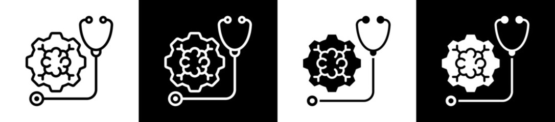 Disease Management Icon Set In Black And White Filled Style Collection