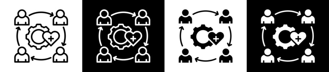 Care Coordination Icon Set In Black And White Filled Style Collection