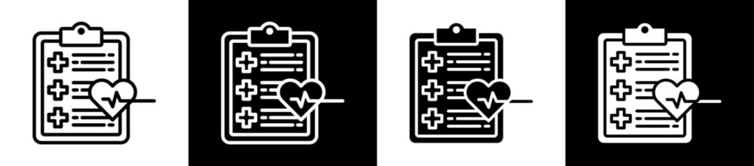 Health Check Icon Set In Black And White Filled Style Collection