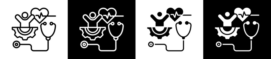 Health Service Icon Set In Black And White Filled Style Collection