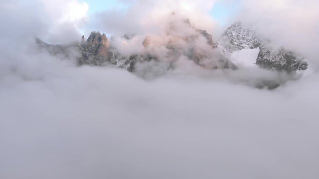 Flying above clouds over mountain Kackar in northern Turkey