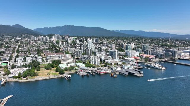 Aerial View of North Vancouver Marina and Residential Waterfront