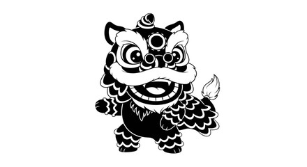 Naklejka premium Traditional Chinese lion dance performance illustration showcasing culture and heritage