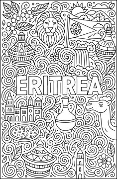 Eritrea hand drawn vector illustration doodle art line art coloring page for kids