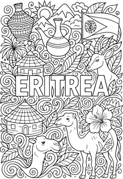 Eritrea hand drawn vector illustration doodle art line art coloring page for kids