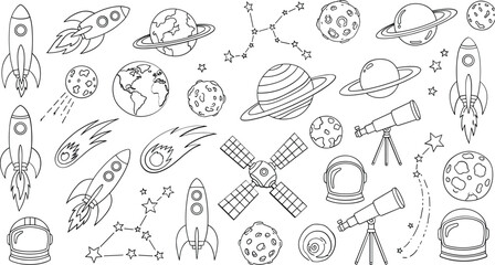 Space exploration themed illustrations for kids education and decor © Crazy Dreamy Boy