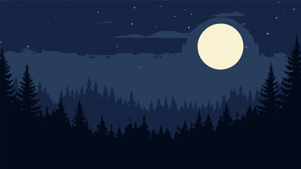 Fototapeta premium Full Moon in Dark Night Sky.