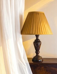 Cozy Bedroom Interior With Warm Bedside Lamp and White Canopy Bed in Soft Ambient Light