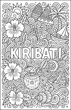Kiribati hand drawn vector illustration doodle art line art coloring page for kids