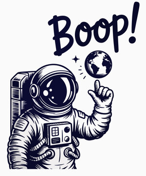 Astronaut Boop Moon Funny Space Retro