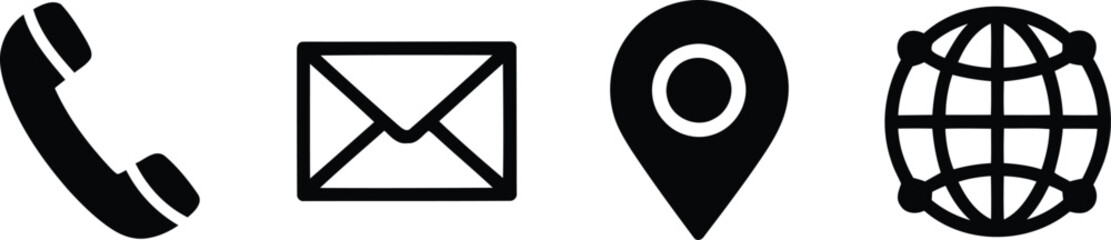 Icons representing communication methods and global connectivity. Vector