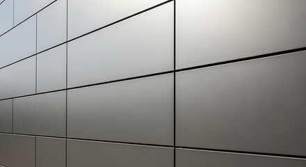 Obraz premium A modern wall with sleek, horizontal metal panels and diagonal cuts.