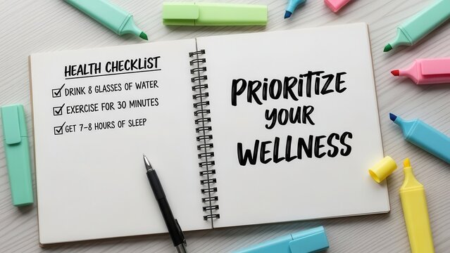 Prioritize Your Wellness Checklist in Notebook