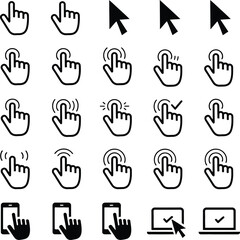 Obraz premium Computer mouse and touch gestures icon set for digital interactions