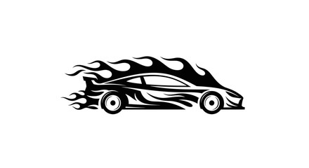 Flaming Speed: A Car Engulfed in Flames of Velocity and Power. © Kelik