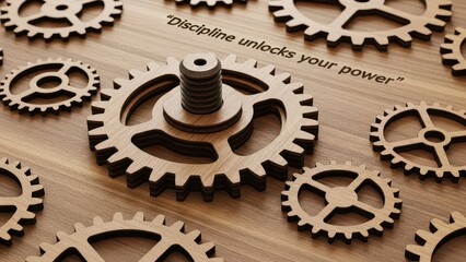 Wooden Gears Representing Discipline and Power