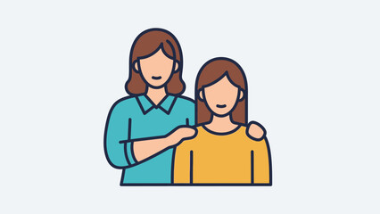 Obraz premium Woman Comforting Young Girl Illustration.
