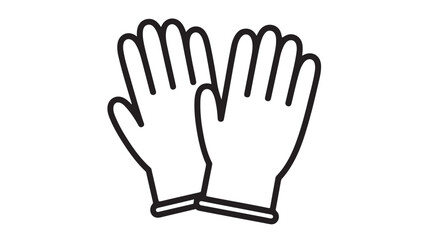 Obraz premium Pair of gloves in simple line art style with black outline on white background for protective gear illustration