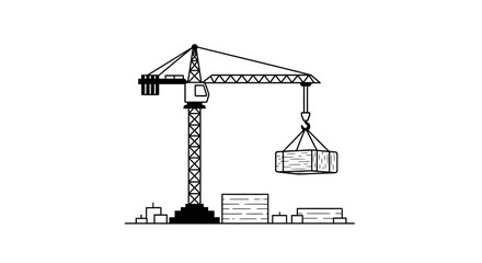 Large Construction Crane Lifting Heavy Load. © ayana