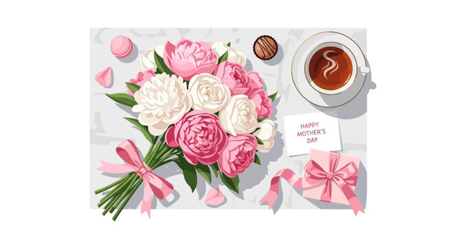 Mother's Day Bouquet with Coffee and Gifts